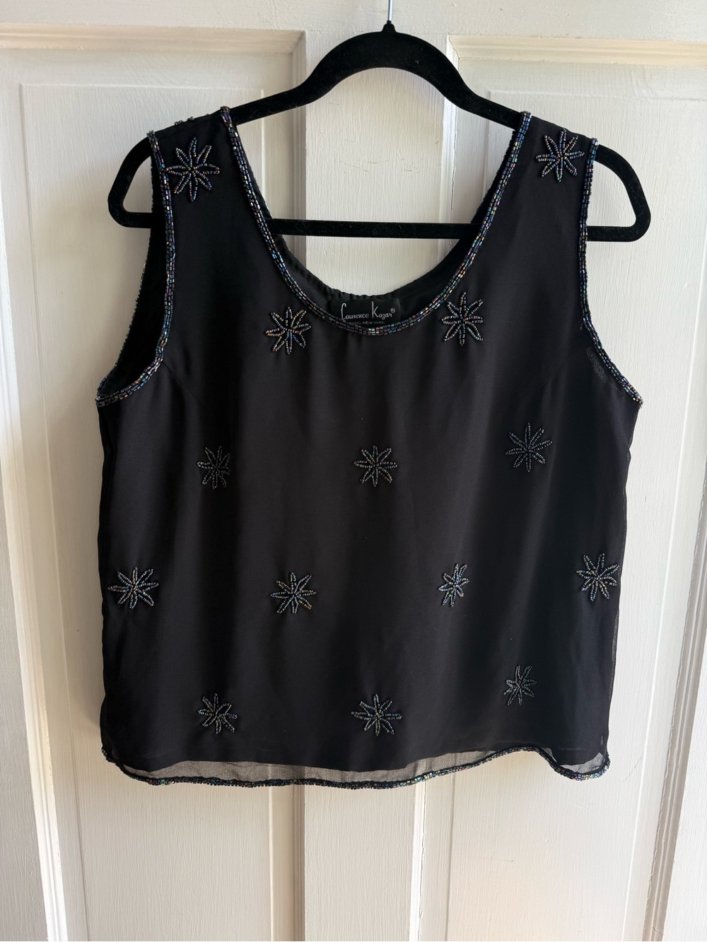 Laurence Kazar Black Beaded Starburst Camisole